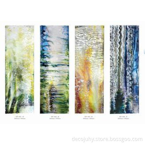 Unique Colored Decorative Glass Wall Panels For Transom Win